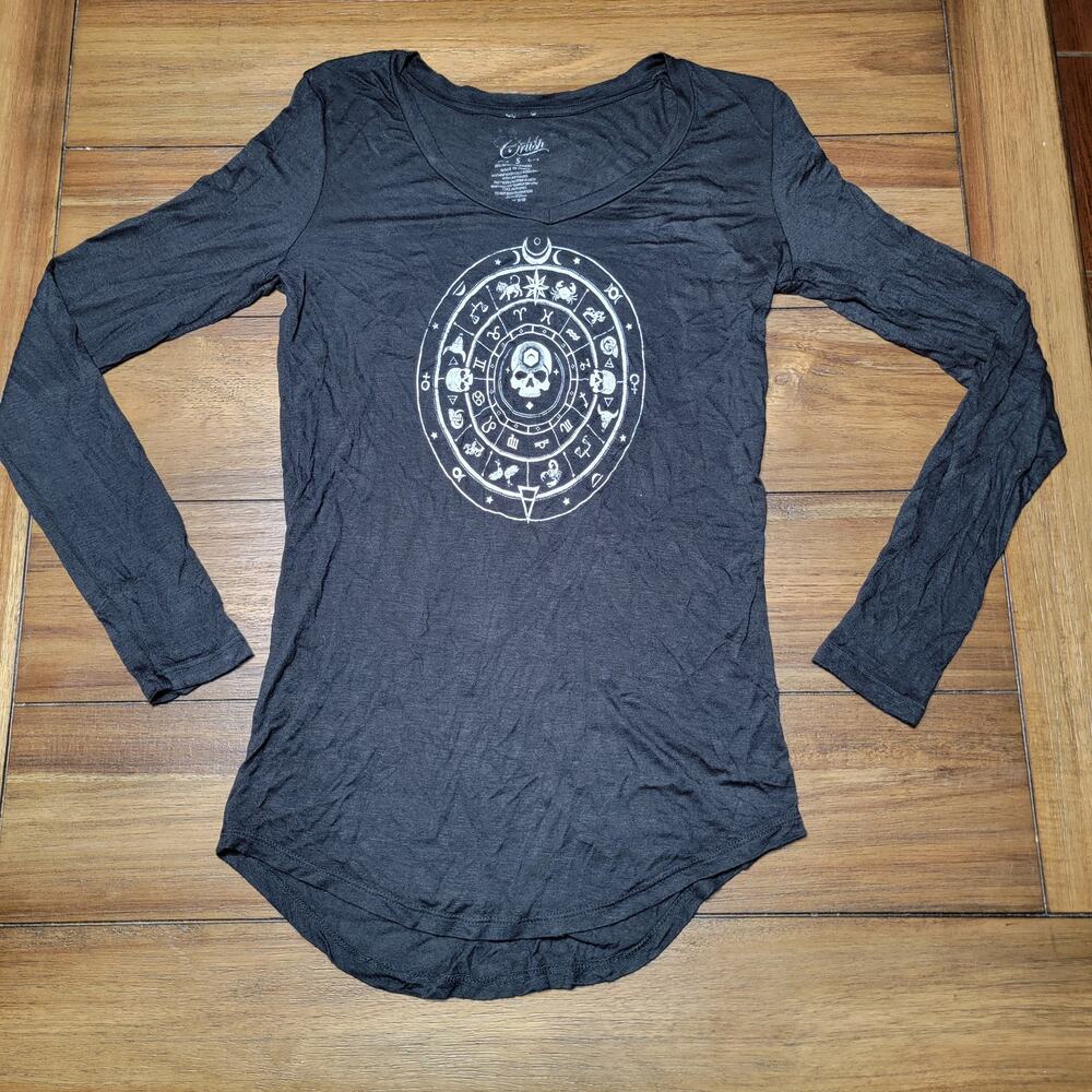 Gold Rush LS Black Lightweight Tee Zodiac Graphic - Size Small